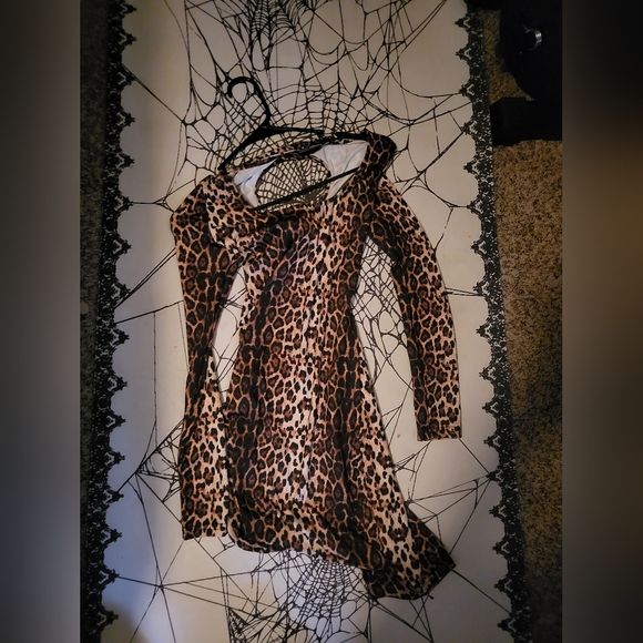 Dolls Kill Cheetah Tie Up Bodycon (XS)(NWOT)(DEADSTOCK) - Picture 3 of 4